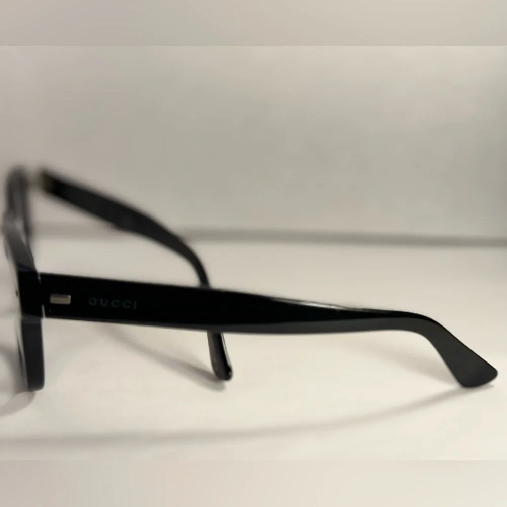 Gucci Black Square Acetate Glasses with Subtle Silver Accents